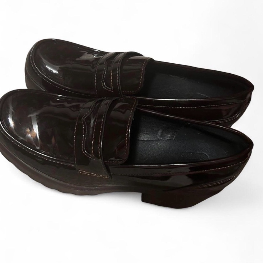 Women’s Shiny Black Platform Loafers